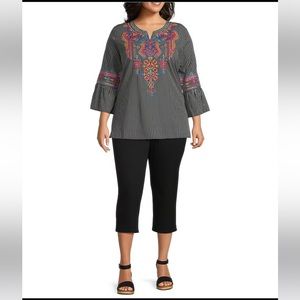 NWT NYDJ Joni High Rise Straight Leg Relaxed Fit Cropped Stretch Denim Jeans 14W